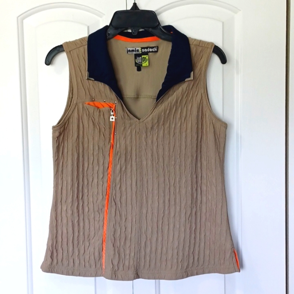 Jamie Sadock "hugger" WL Golf ⛳️  Sleeveless Top Khaki/Navy/Orange